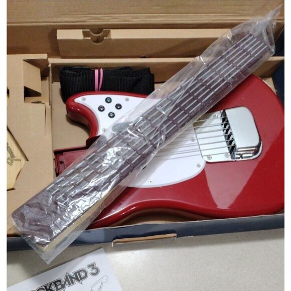Rockband 3 Fender Mustang Pro Guitar & Strap PS3 PlayStation Mad Catz NO DONGLE - Picture 8 of 12